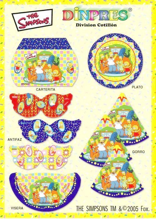 Fotolog de dinpres.: LINEA SIMPSONS 2,DINPRES,ANTIFAZ,BANDERIN,BOLSITAS,CARTERITAS,GORRITOS,INVITITACION,MANTEL,PI